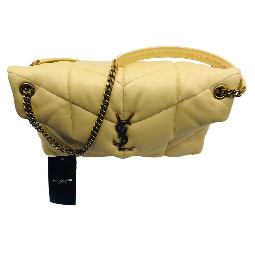 SAINT LAURENT LIGHT YELLOW QUILTED LAMBSKIN LEATHER MEDIUM PUFFER BAG - Picture 5 of 16